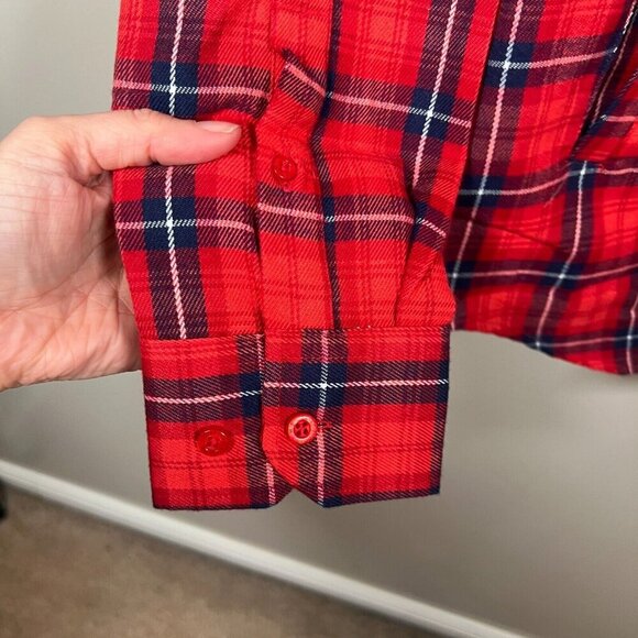 RSVLTS Flannel Shirt Shacket Mens Size Medium Red Plaid Pockets Button Up - Picture 6 of 9